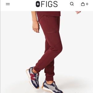 Figs Burgundy Zamora Jogger Pants Size S